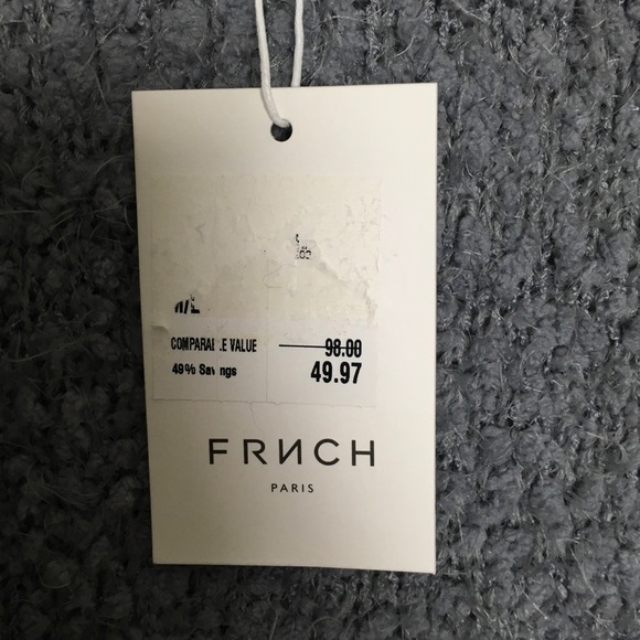 FRNCH Paris gray cardigan sweater fuzzy eyelash longline pockets smash n… - Picture 4 of 8